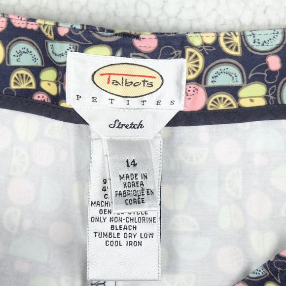 Vintage Talbots Capris Womens 14 Blue Capris Mellon Fruit Print Stretchy 90s - Picture 9 of 10